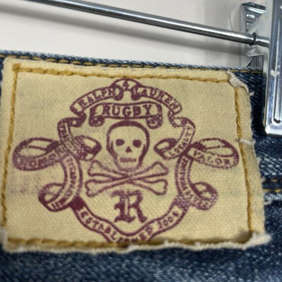 Ralph Lauren Rugby Bootcut Jeans Mens Size 29x32 Blue Skull Crossbones Old Money - Picture 4 of 14